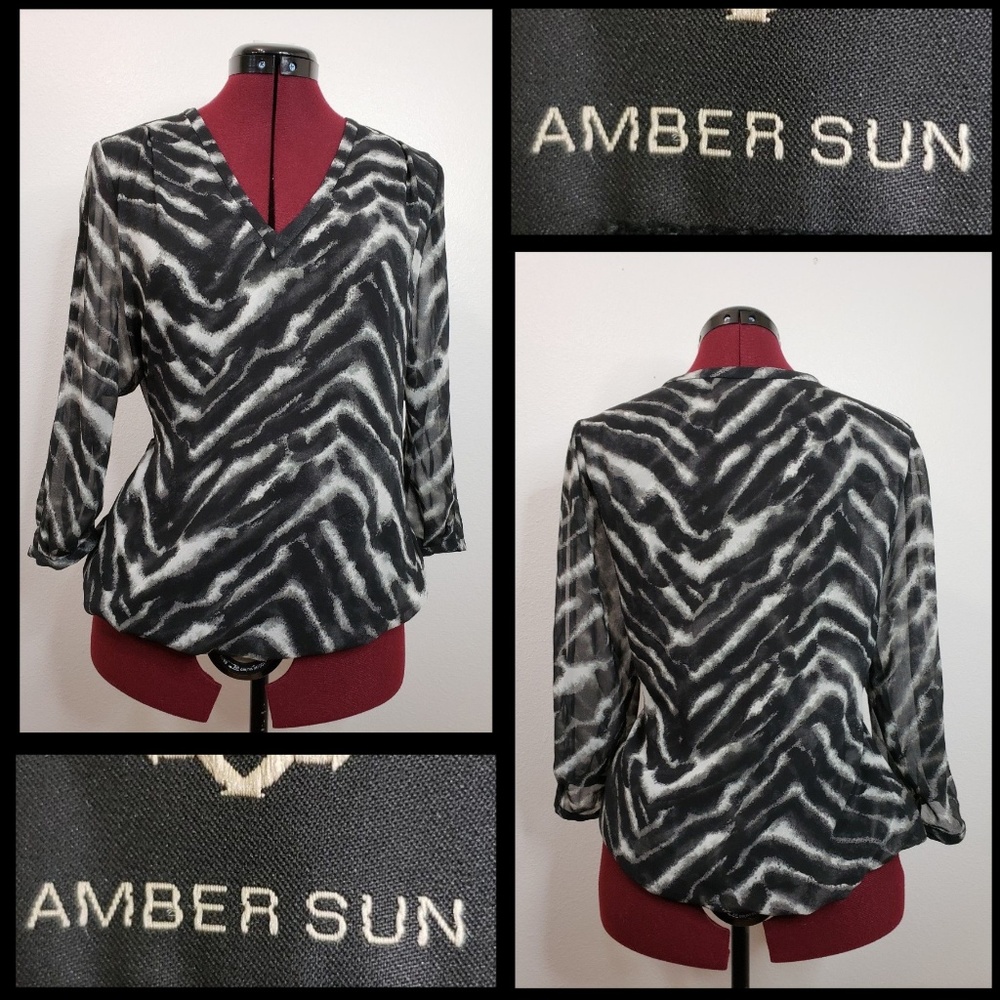 amber sun collection woman sheer blouse size small